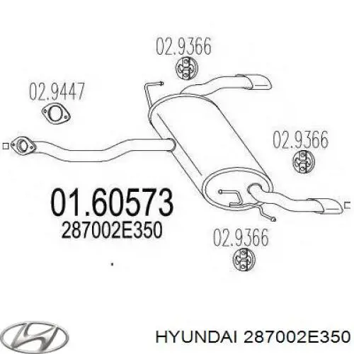 Выхлоп задний Hyundai/Kia 287002E350 цена, от 57.14 USD