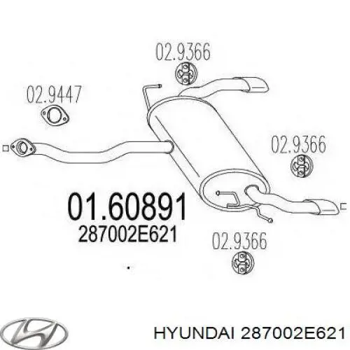 287002E621 Hyundai/Kia глушитель, задняя часть