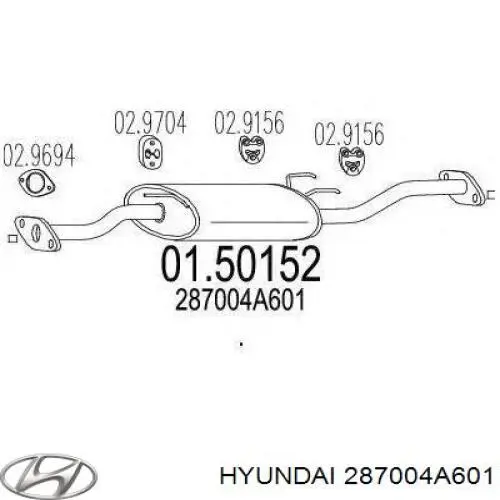 Центральная часть глушителя 287004A601 Hyundai/Kia