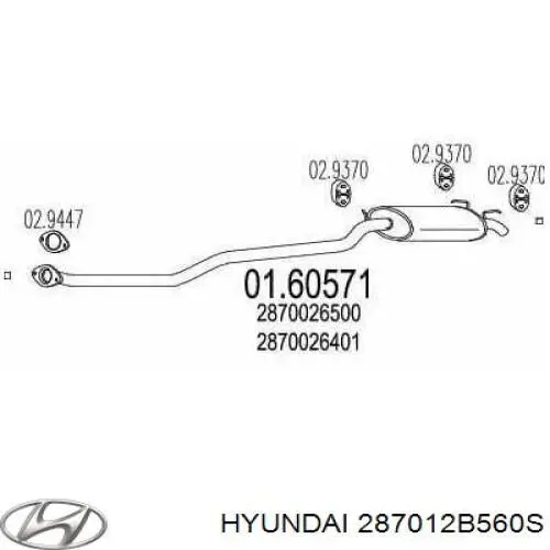 Выхлоп задний Hyundai/Kia 287012B560S цена, от 38.01 USD