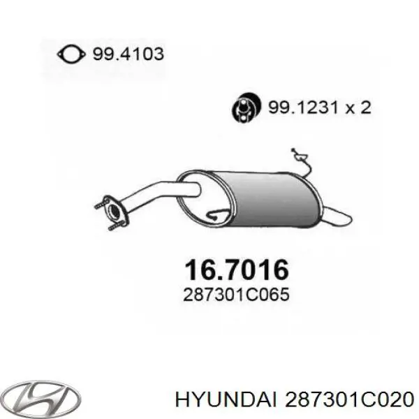 Глушитель задний 287301C020 Hyundai/Kia