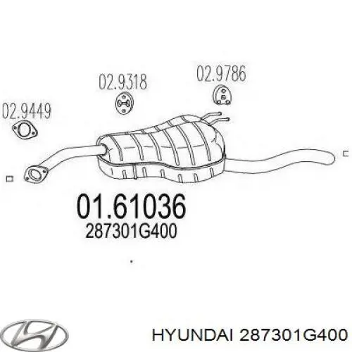 Выхлоп задний Hyundai/Kia 287301G400 цена, от 49.41 USD