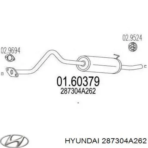 287304A262 Hyundai/Kia глушитель, задняя часть