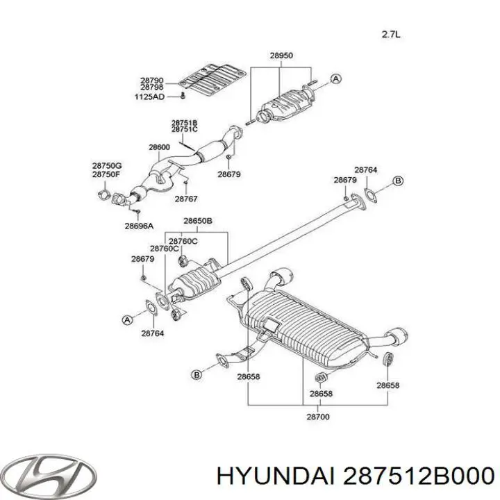 287512B000 Hyundai/Kia прокладка приемной трубы глушителя