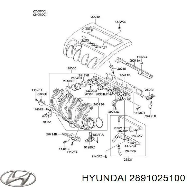 Клапан продувки катализатора 2891025100 Hyundai/Kia