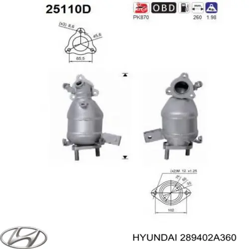 Катализатор 289402A360 Hyundai/Kia