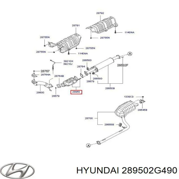 289502G490 Hyundai/Kia convertidor - catalisador