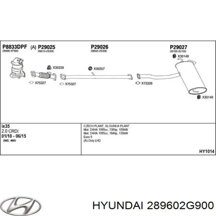 289602G900 Hyundai/Kia Конвертор-катализатор