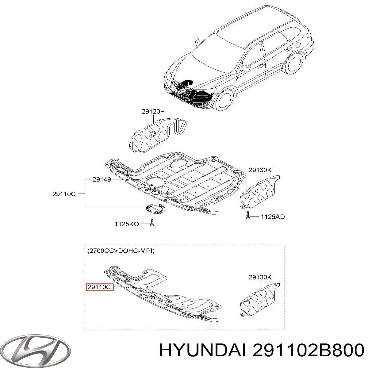 Защита двигателя, поддона (моторного отсека) 291102B800 Hyundai/Kia