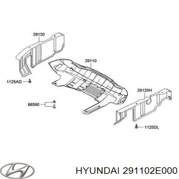 291102E000 Hyundai/Kia защита двигателя передняя