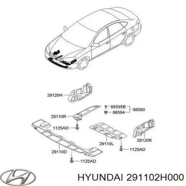 291102H000 Hyundai/Kia защита двигателя левая