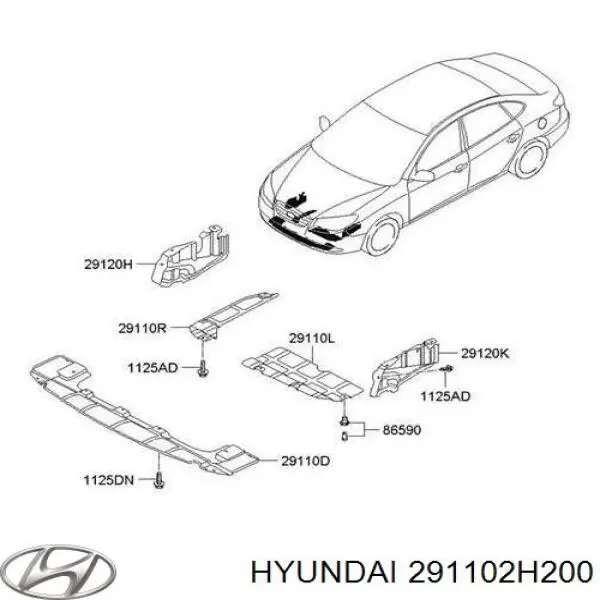 291102H200 Hyundai/Kia защита двигателя передняя