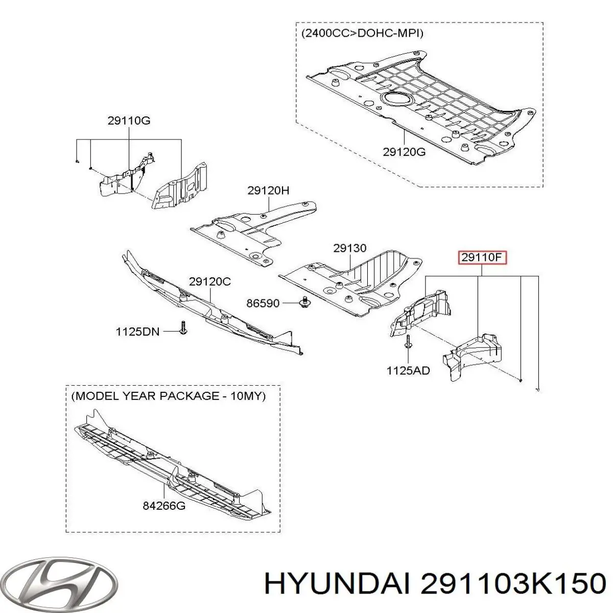 Защита двигателя левая на Hyundai Sonata 