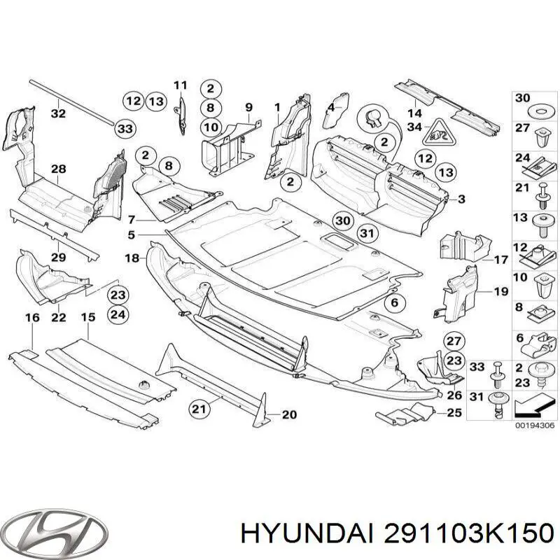 Купить 291103K050 Hyundai/Kia Защита двигателя левая