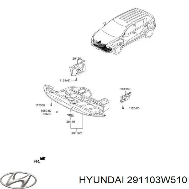 Защита двигателя, поддона (моторного отсека) 291103W510 Hyundai/Kia