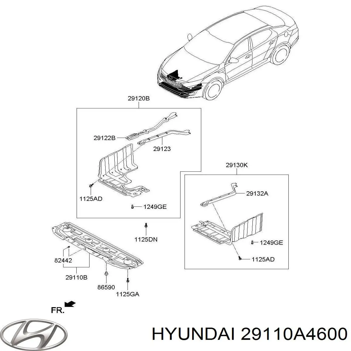 Защита моторного отсека Hyundai/Kia 29110A4600 цена, от 125.02 USD