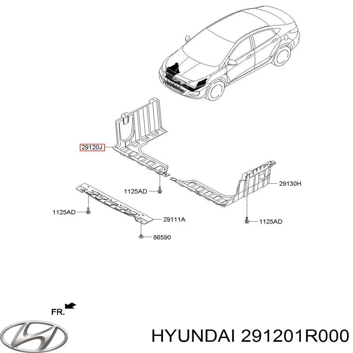 Защита двигателя правая 291201R000 Hyundai/Kia