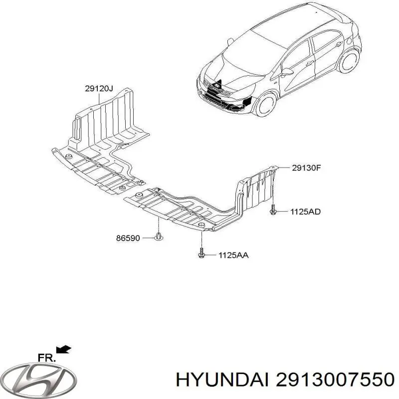 Защита двигателя левая Hyundai/Kia 2913007550 цена, от  USD