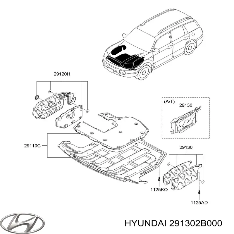 Защита двигателя левая Hyundai/Kia 291302B000 цена, от 6.33 USD