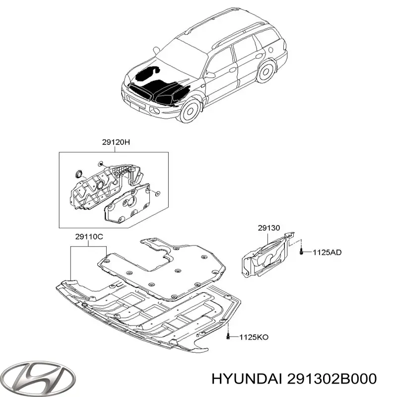 Купить 291302B000 Hyundai/Kia Защита двигателя левая