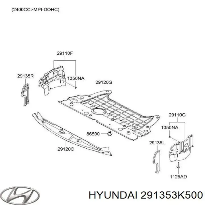 291353K500 Hyundai/Kia Воздуховод (дефлектор) радиатора правый