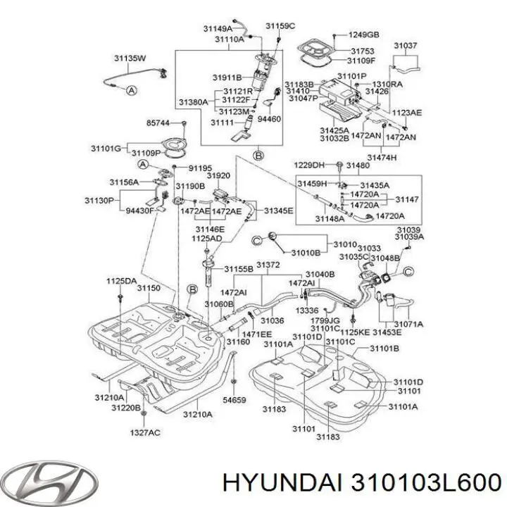 Купить 310103L600 Hyundai/Kia Крышка бензобака