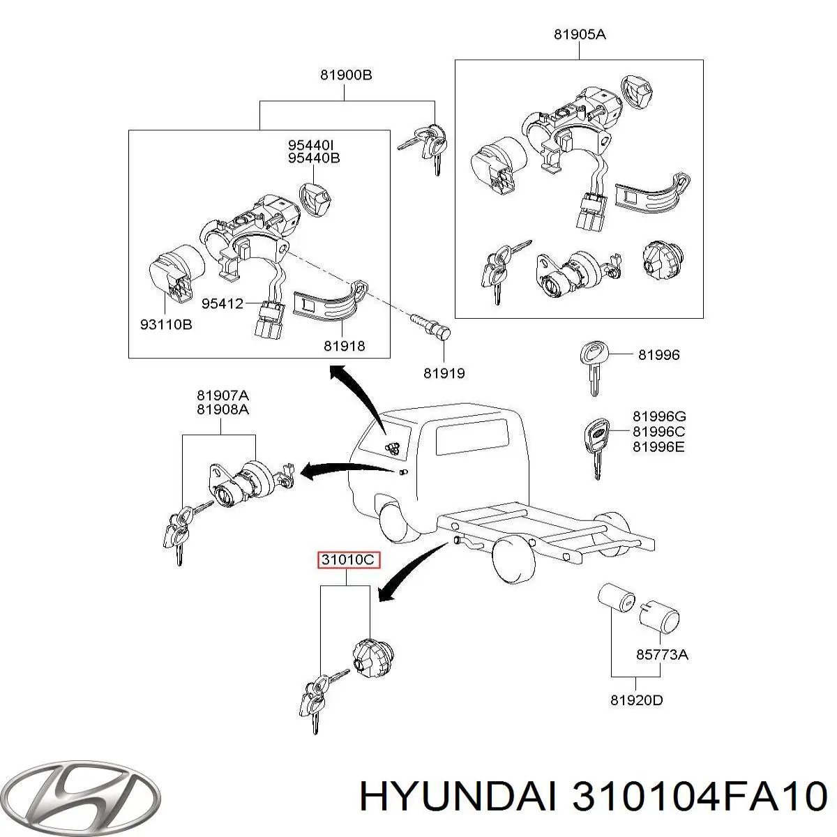 Крышка бензобака 310104FA10 Hyundai/Kia