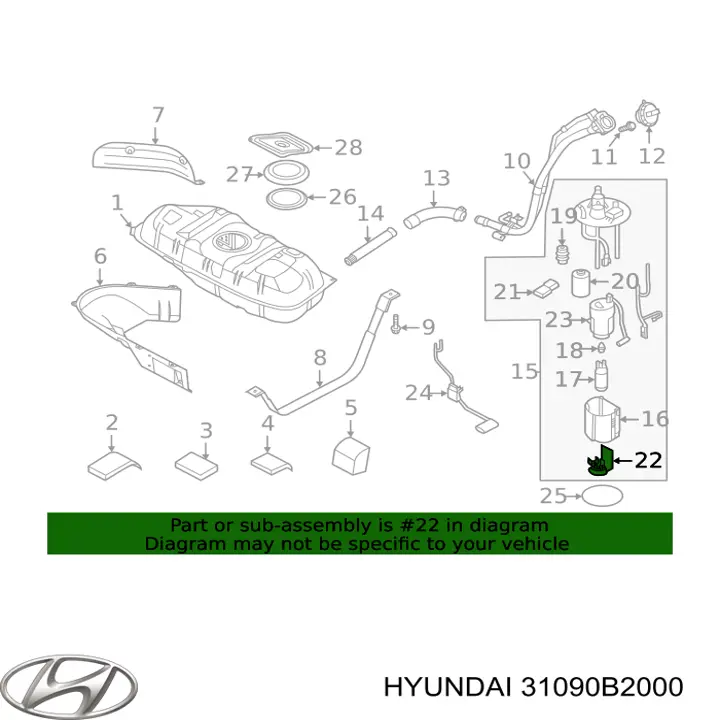 31090B2000 Hyundai/Kia Фильтр-сетка бензонасоса