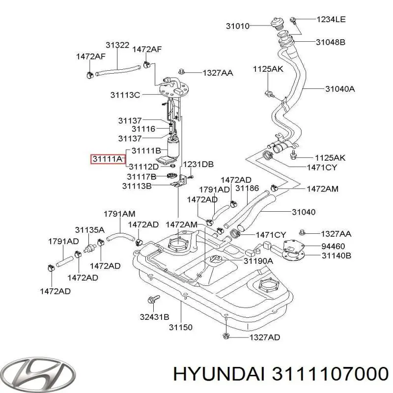 Купить 3111107000 Hyundai/Kia Топливный насос погружной электрический