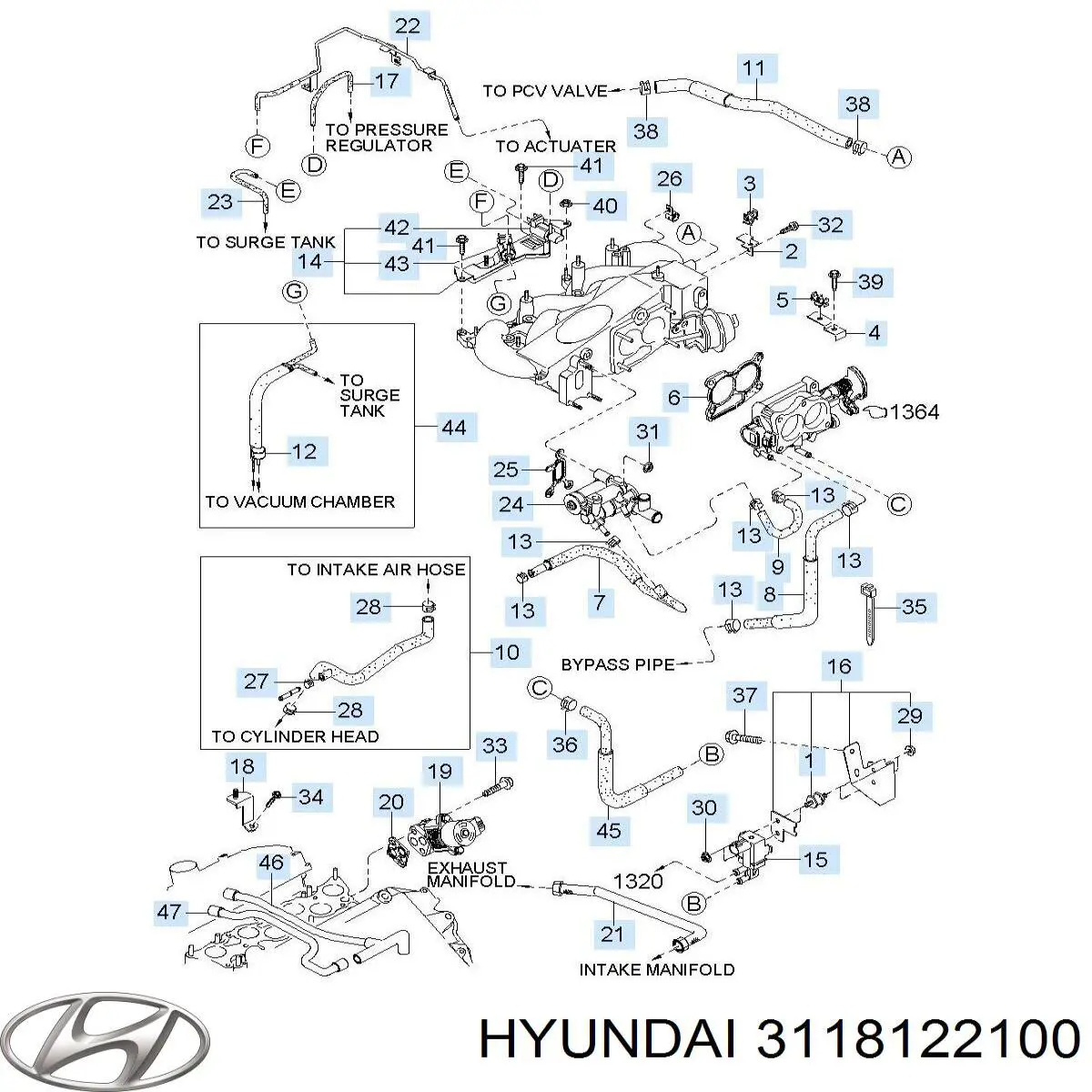 Фильтр бака топливных паров 3118122100 Hyundai/Kia