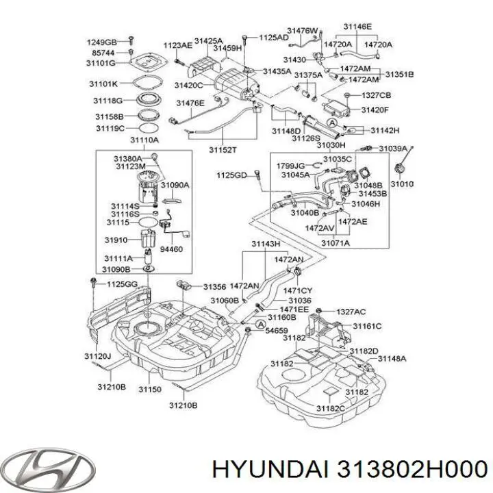 Регулятор давления топлива в топливной рейке Hyundai/Kia 313802H000