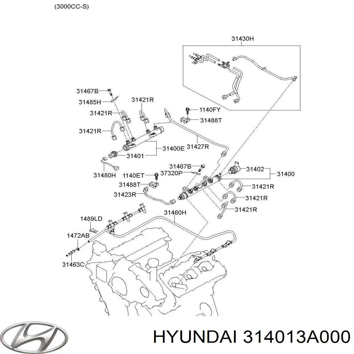 314013A000 Hyundai/Kia Рампа форсунок системы впрыска топлива