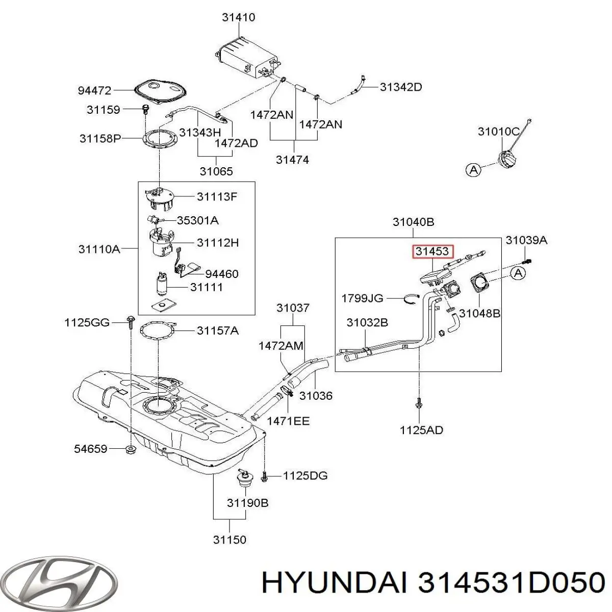 Фильтр бака топливных паров Hyundai/Kia 314531D050 цена, от 10.48 USD