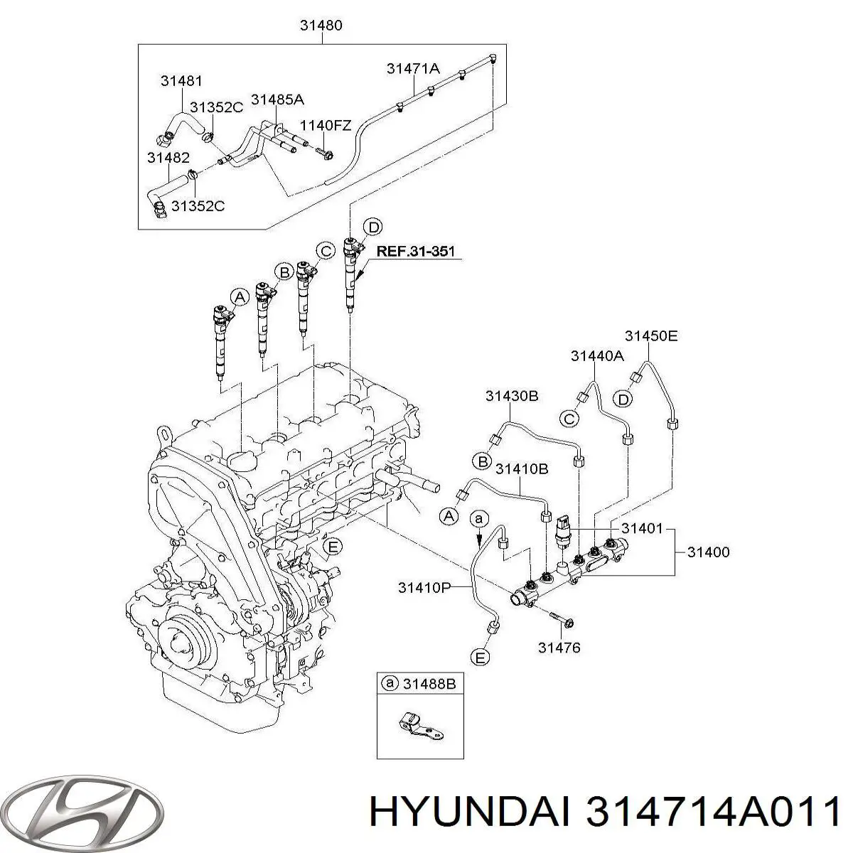 Купить 314714A011 Hyundai/Kia Обратная топливная трубка