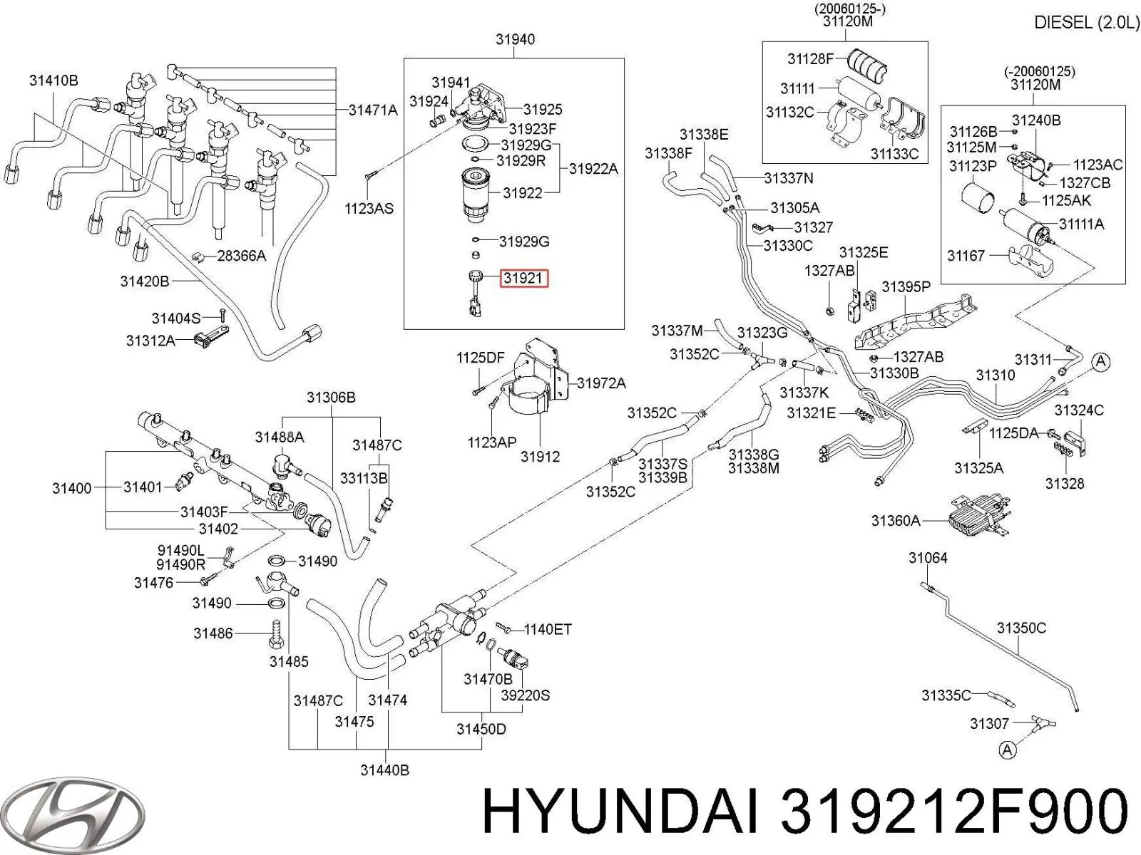 Купить 319212F900 Hyundai/Kia Датчик уровня воды топливного фильтра