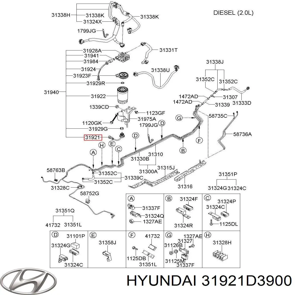 Датчик уровня воды топливного фильтра Hyundai/Kia 31921D3900 цена, от 19.00 USD