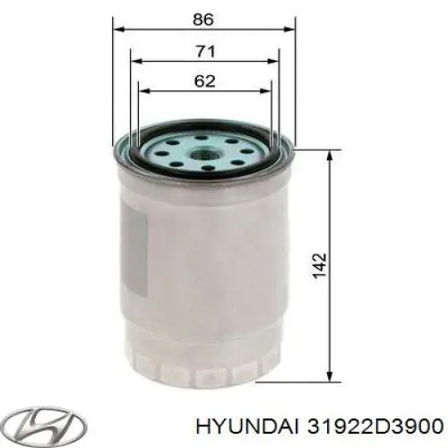 31922D3900 Hyundai/Kia filtro de combustível