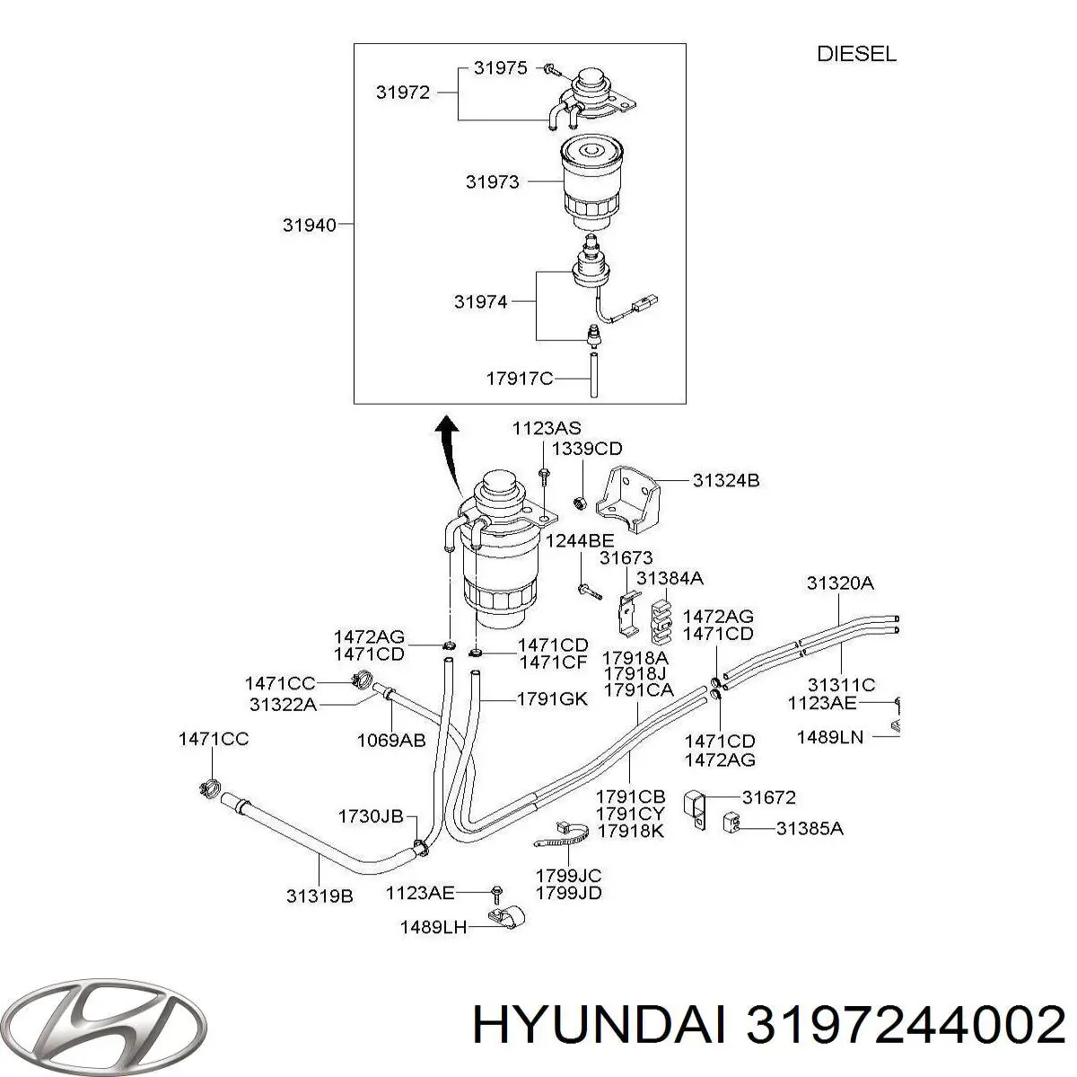 3197244000 Hyundai/Kia крышка корпуса топливного фильтра