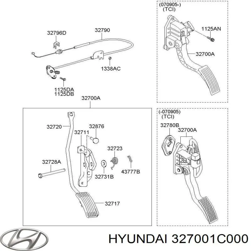 327001C000 Hyundai/Kia Педали газа