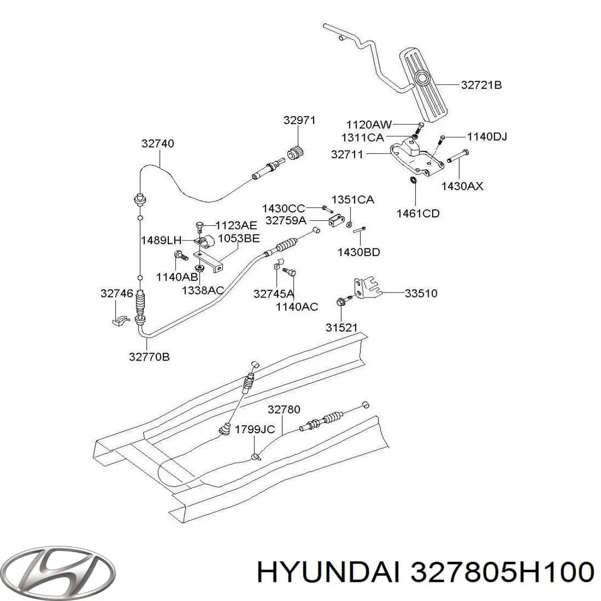 327805H101 Hyundai/Kia cabo/pedal de gás (de acelerador)