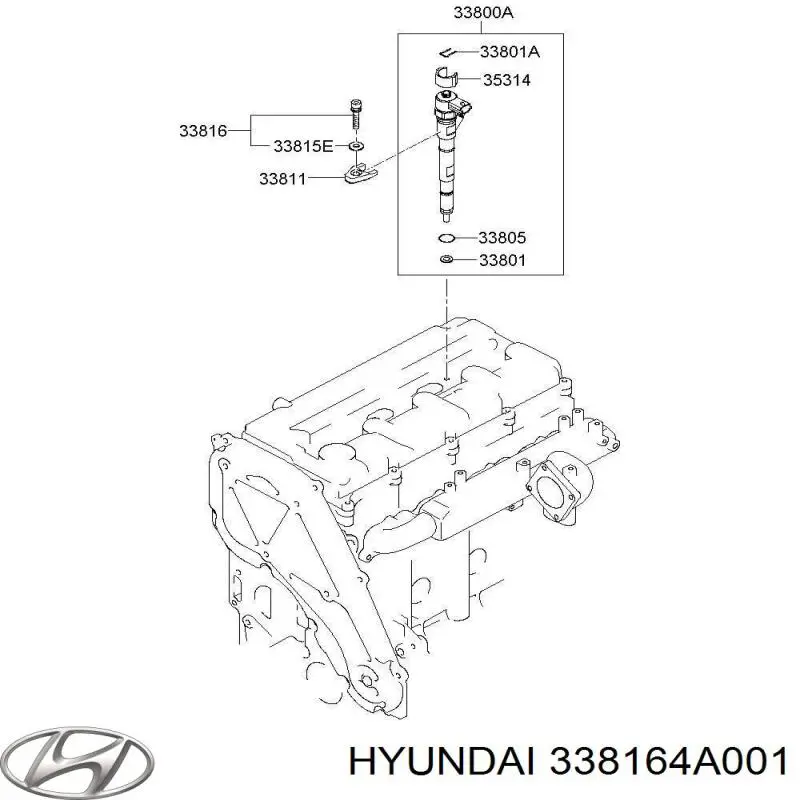 Tornillo, soporte inyector 338164A001 Hyundai/Kia