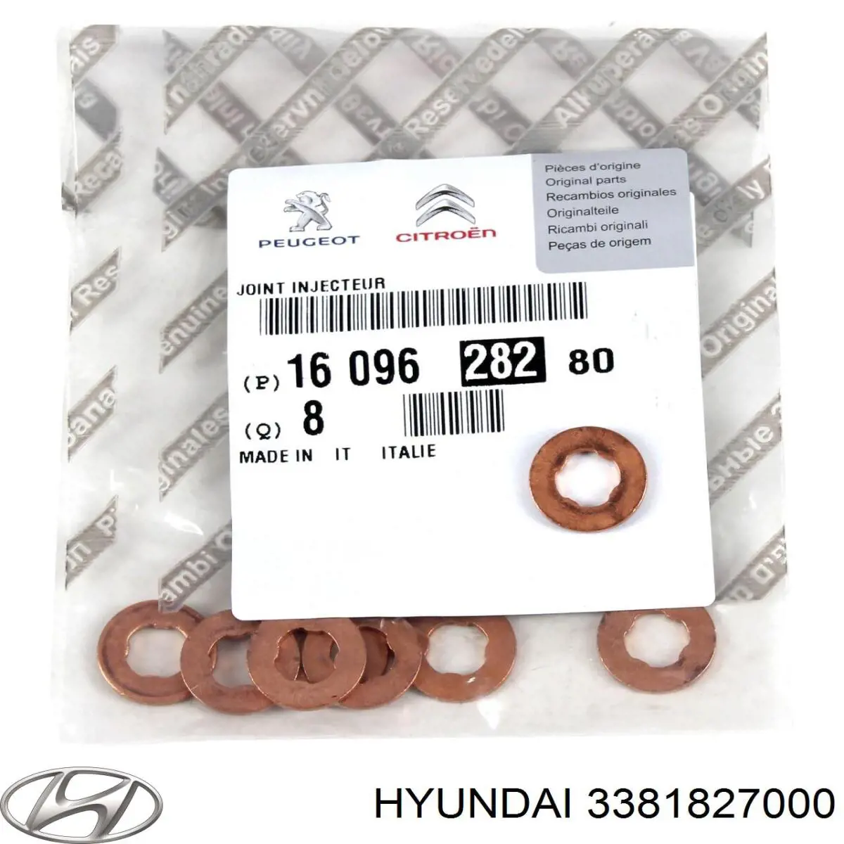 Junta anular, inyector 3381827000 Hyundai/Kia