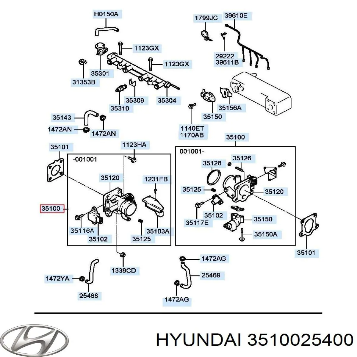 3510025400 Hyundai/Kia Дроссельная заслонка