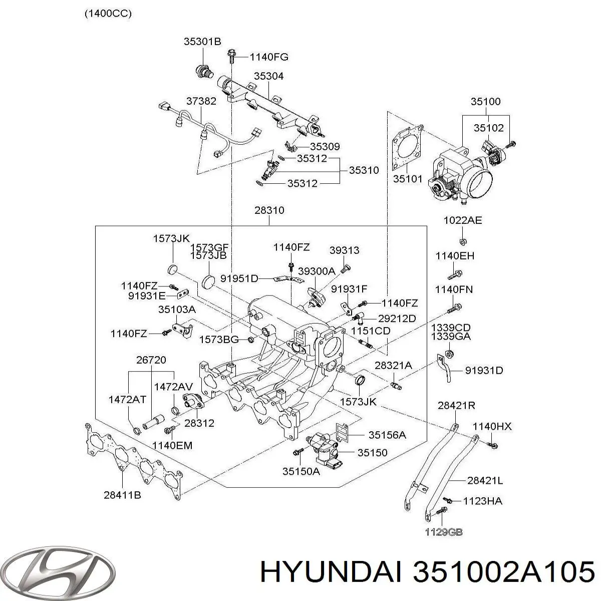 Дроссельная заслонка в сборе Hyundai/Kia 351002A105 цена, от 10.24 USD
