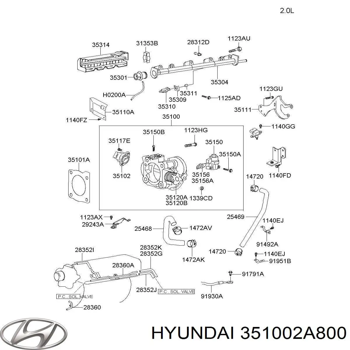 Купить 351002A800 Hyundai/Kia Блок дроссельной заслонки