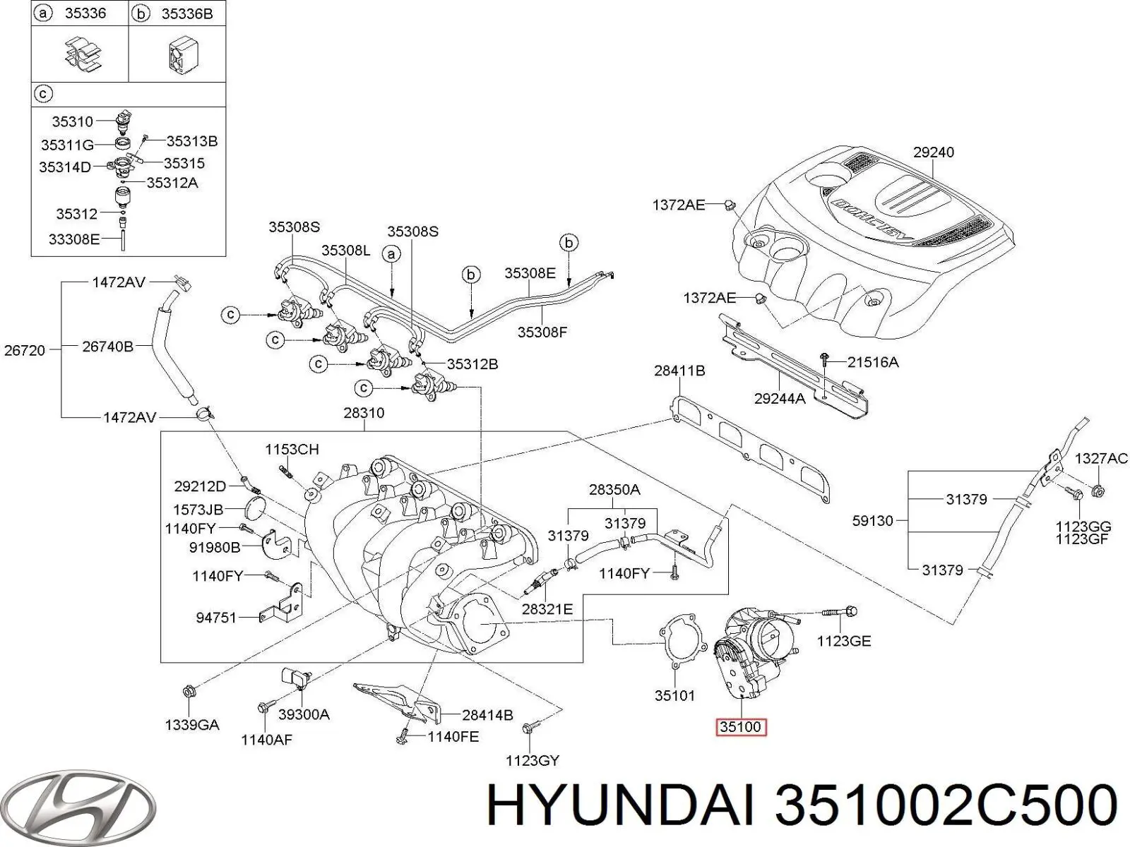 Купить 351002C500 Hyundai/Kia Блок дроссельной заслонки