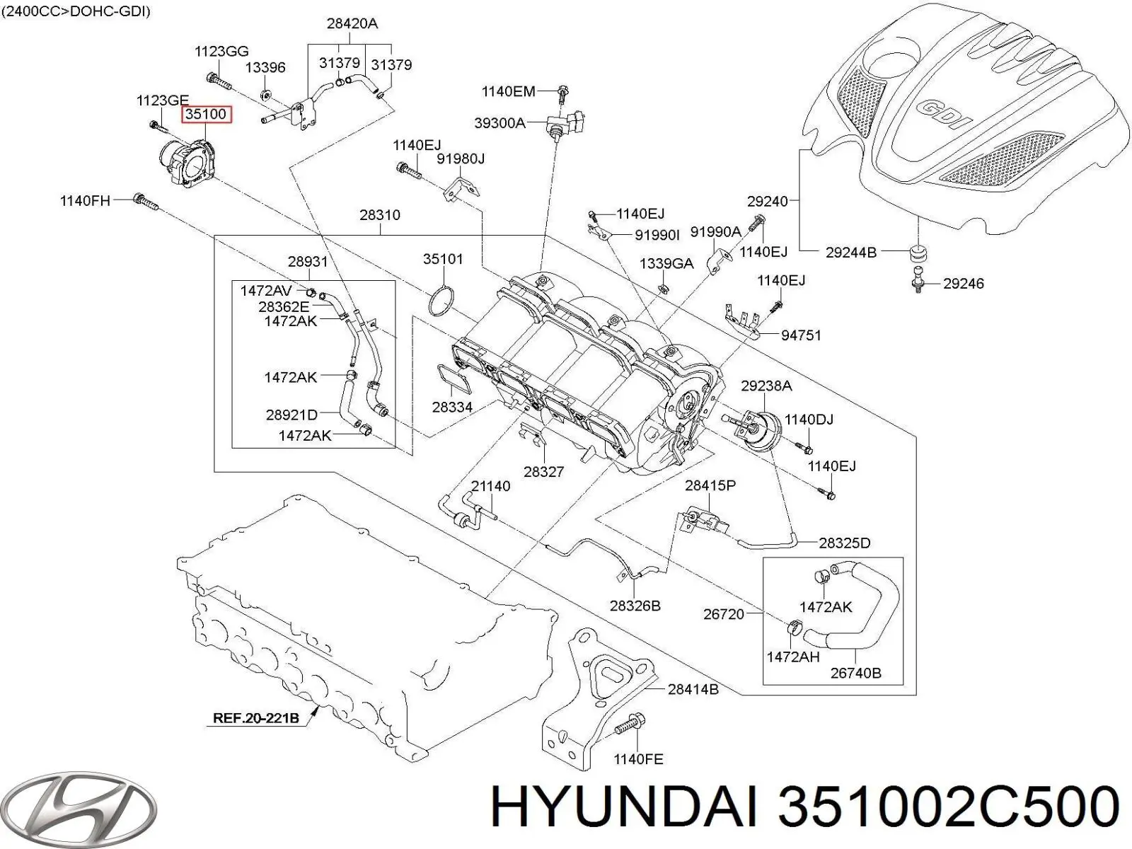 Дроссельная заслонка 351002C500 Hyundai/Kia