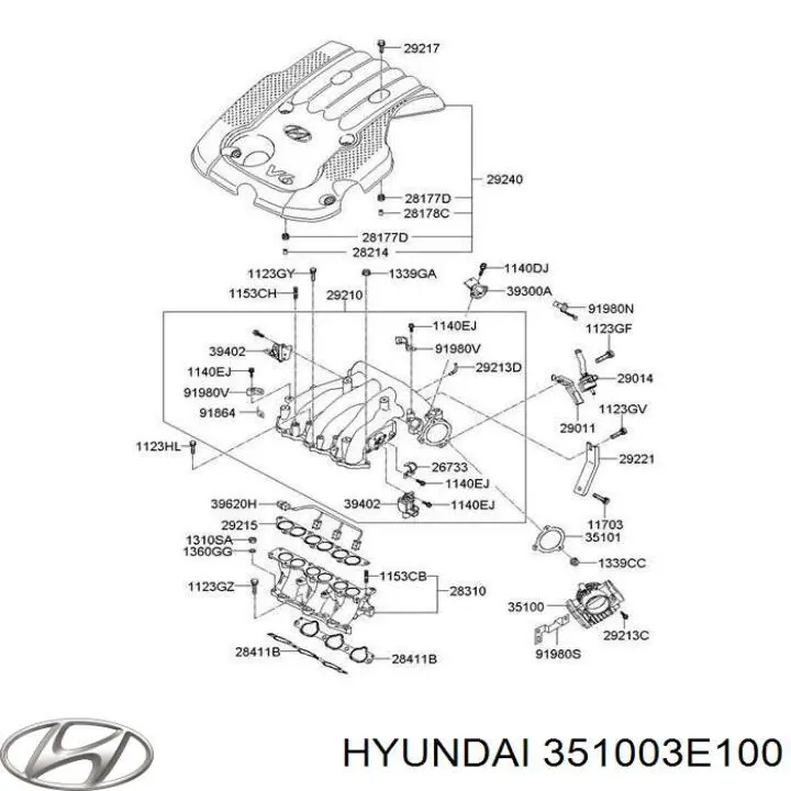 Дроссельная заслонка 351003E100 Hyundai/Kia