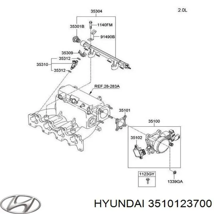 Прокладка дроссельной заслонки на Hyundai Elantra XD