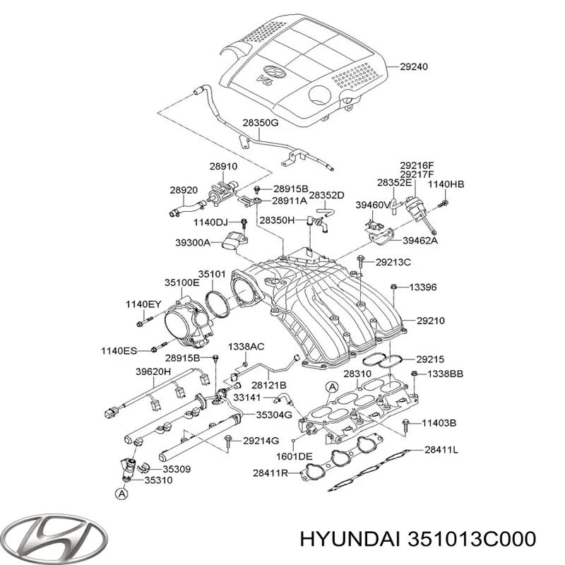 Прокладка дроссельной заслонки на Hyundai Santa Fe II 